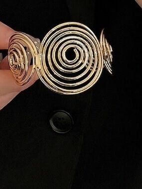 2380- 925 Sterling Silver Alloy -  Spiral Open Cuff Bracelet Gold